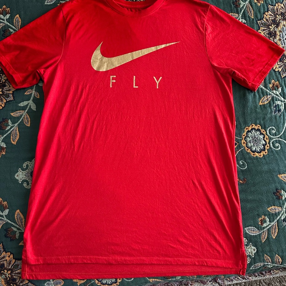 Nike Men's NWOT Red T-Shirt with Gold Logo